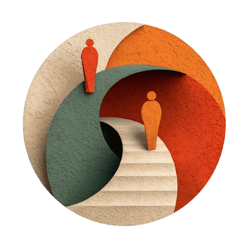 Two simplified figures walking a looping path that returns on itself, illustrating the pattern InnerLoop helps you recognize.
